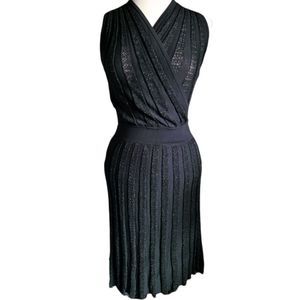 Anthropologie Ribbed Metallic Vneck Knit Dress Small